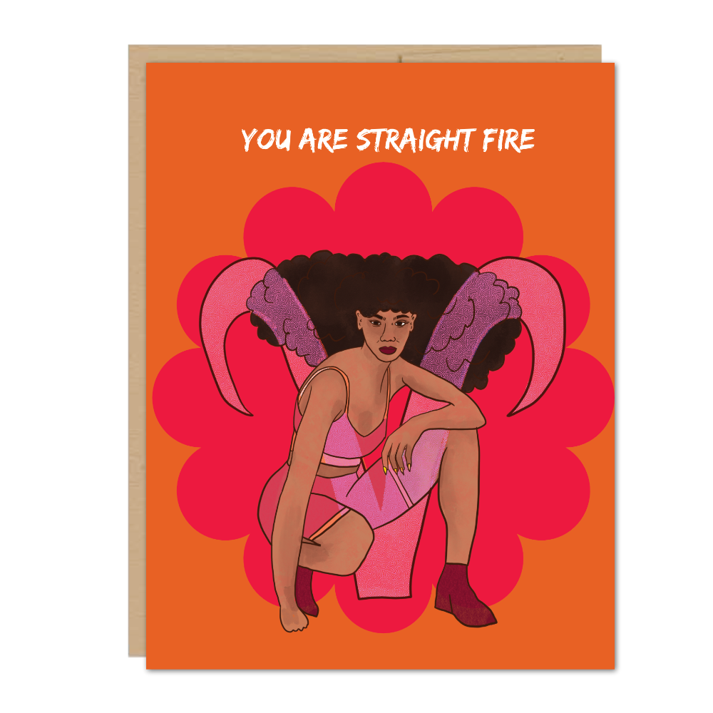 Straight Fire Aries Zodiac Greeting Card