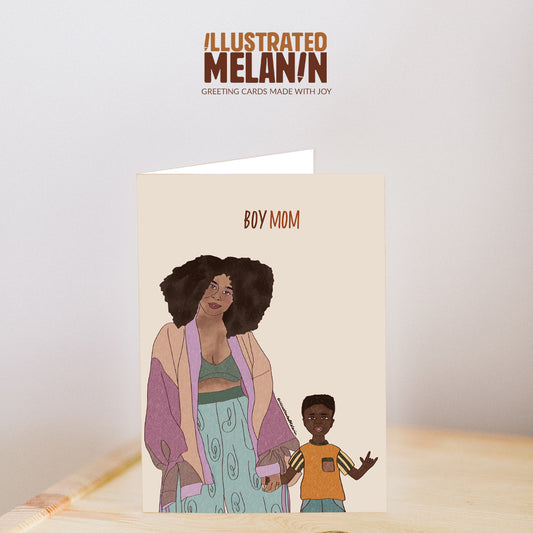 Boy Mom Mothers Day Greeting Card