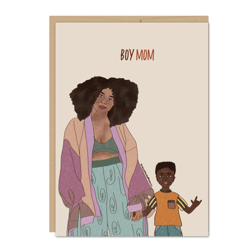 Boy Mom Mothers Day Greeting Card
