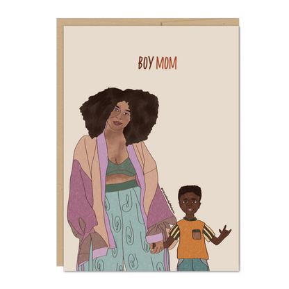 Boy Mom Mothers Day Greeting Card